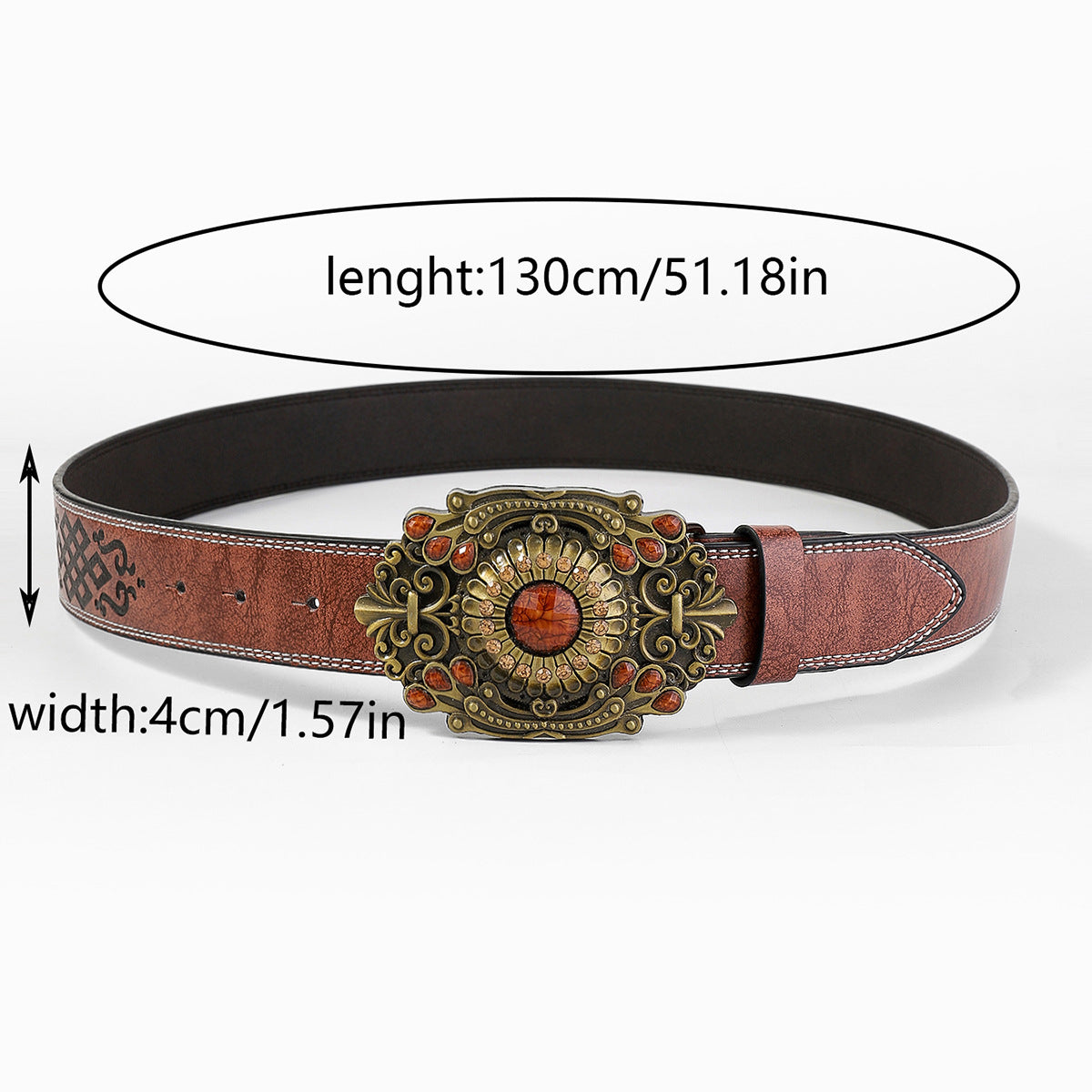 Womens High-end Vintage Embossed Decorative Denim Belt