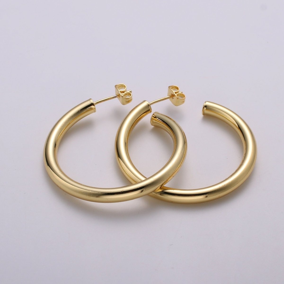 24k Gold Earrings, Hoop Earrings, Chunky Hoop, Tube Hoop Earring, Gift for Her, Earrings for Women, Everyday Wear Earrings Q-316