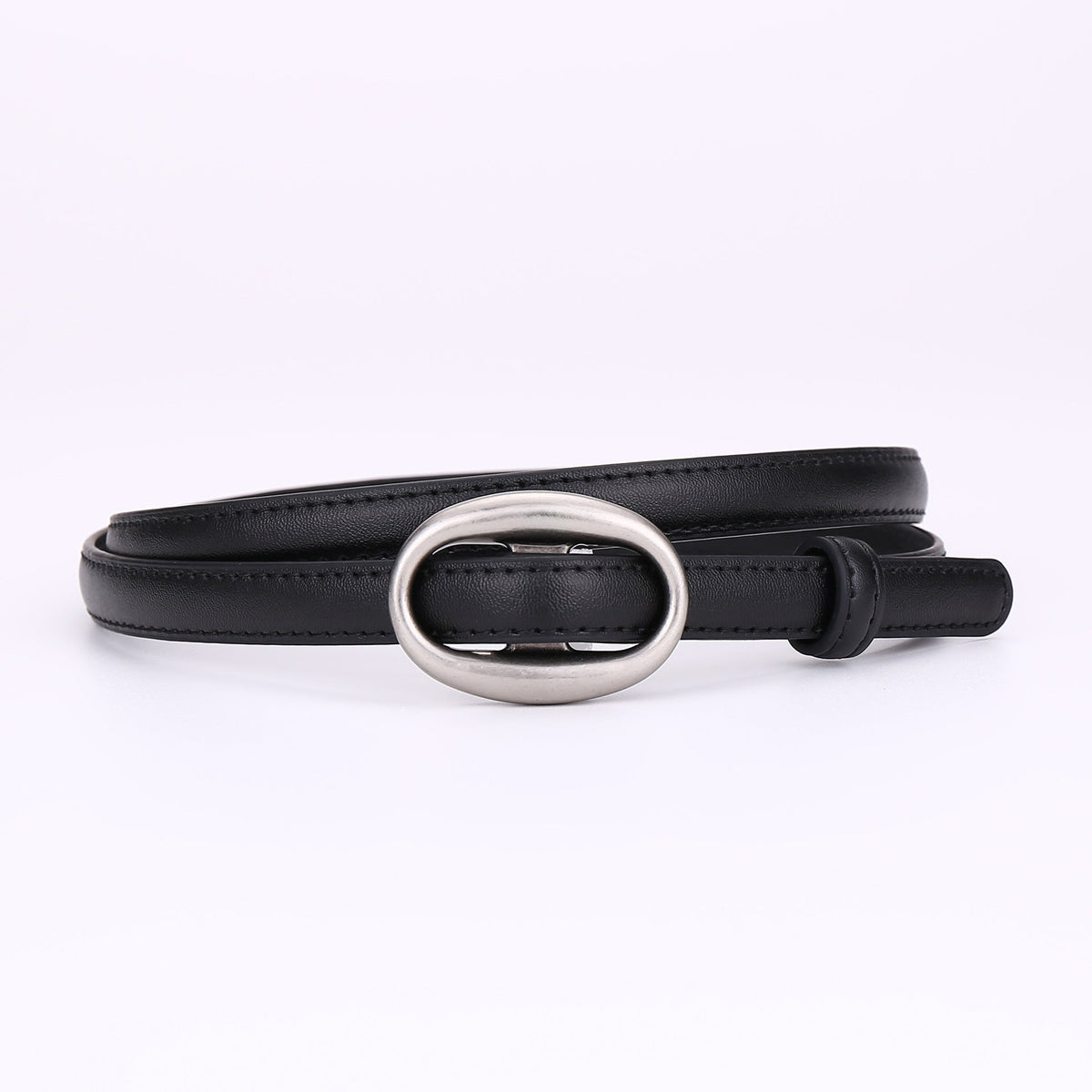 Womens Leather Belt With A Slim Waistband, Made From Smooth Leather And Featuring No Pre-punched Holes
