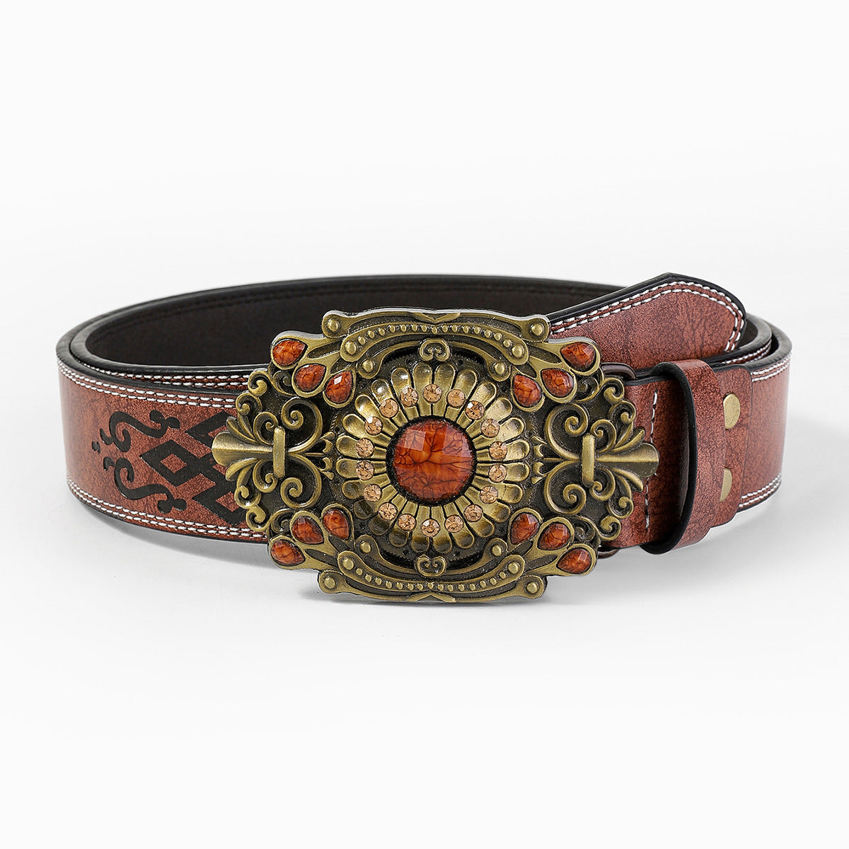 Womens High-end Vintage Embossed Decorative Denim Belt