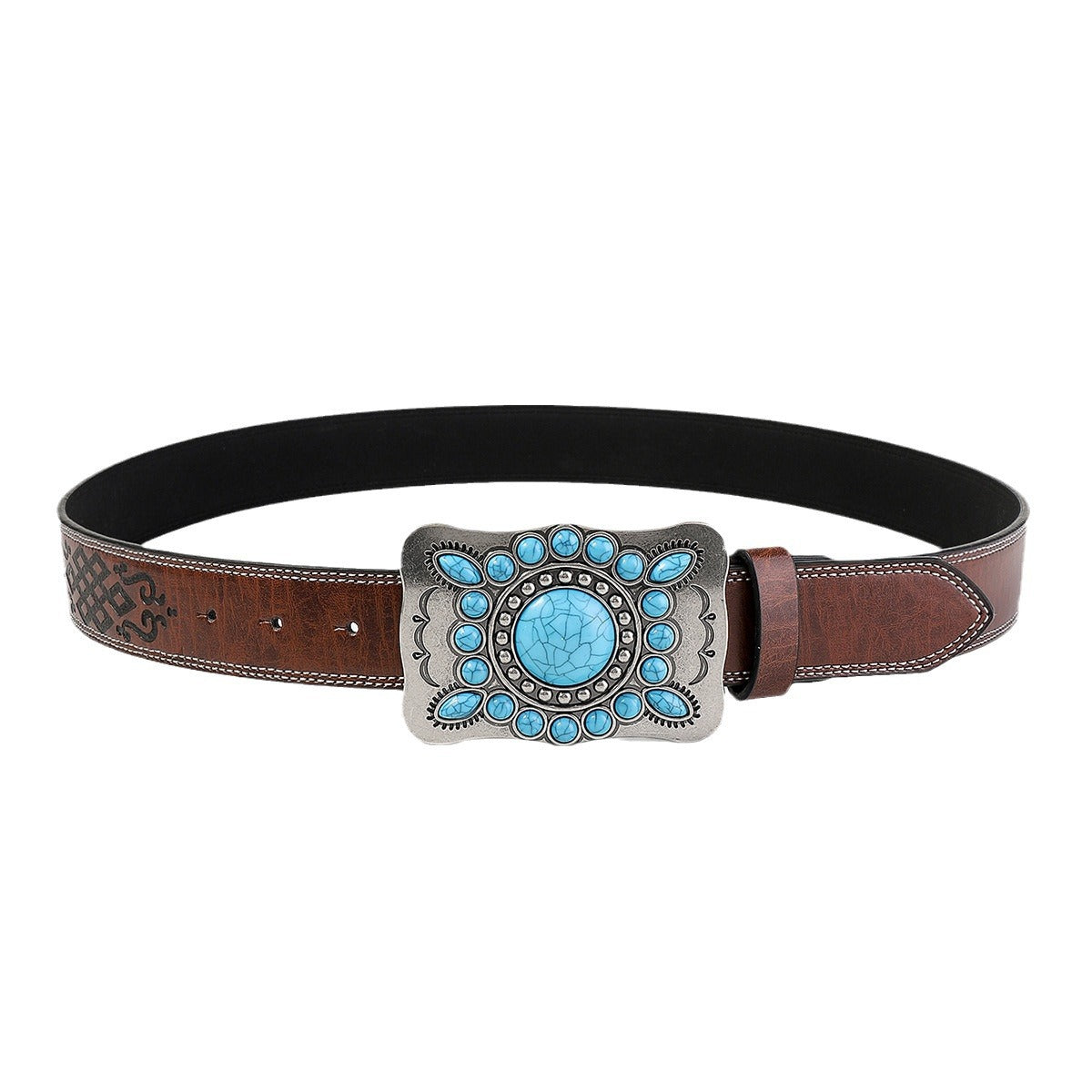 Womens High-end Vintage Embossed Decorative Denim Belt