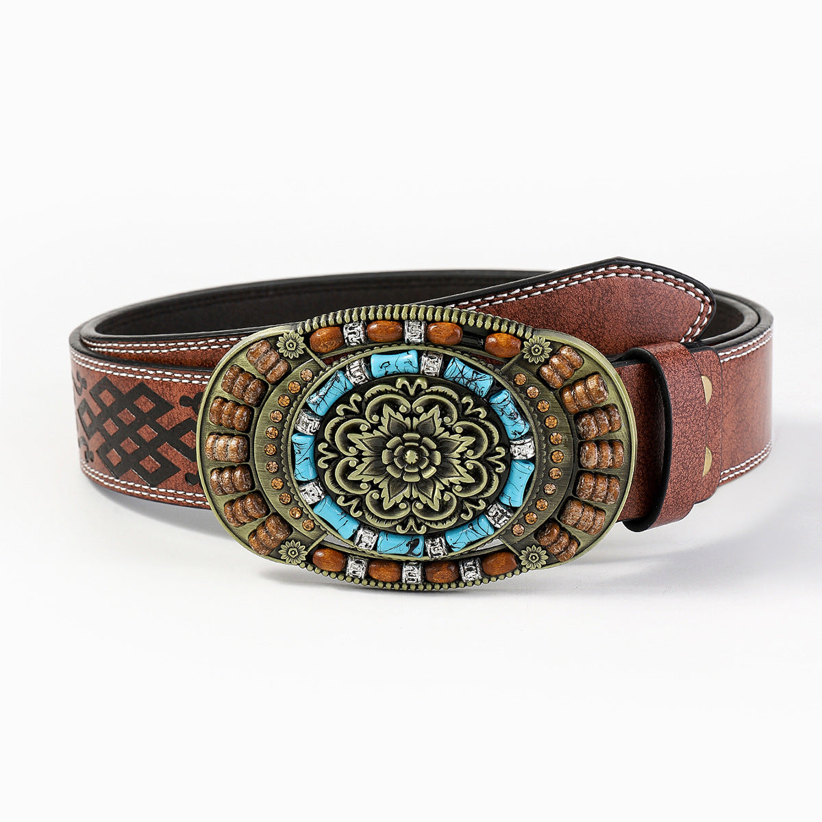 Womens High-end Vintage Embossed Decorative Denim Belt