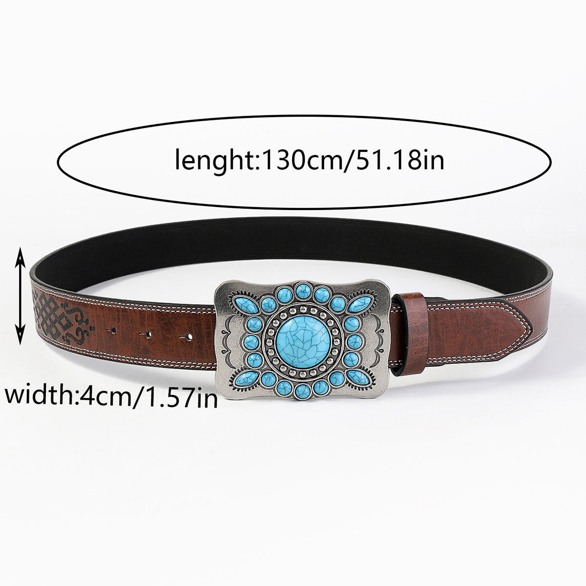 Womens High-end Vintage Embossed Decorative Denim Belt
