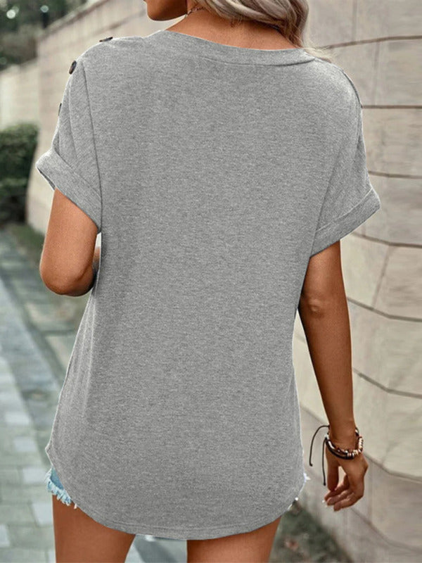 Button Front V-Neck Tank Top Sleeveless Women's Blouse