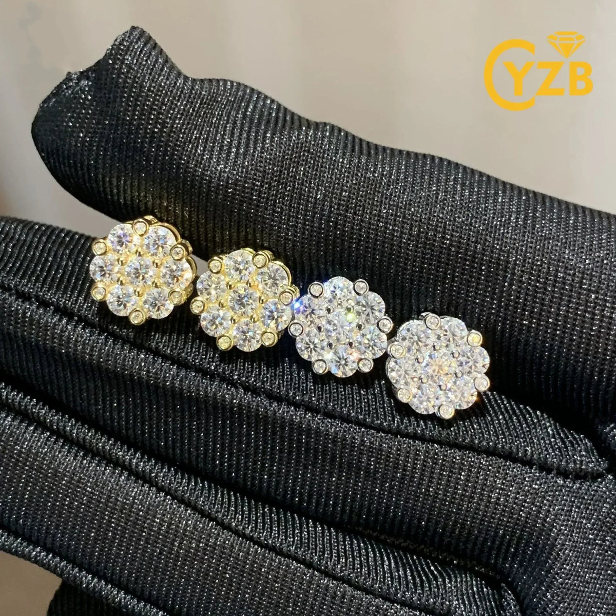 Moissanite Stud Earrings 925 Sterling Silver D Color Flower Earrings For Women