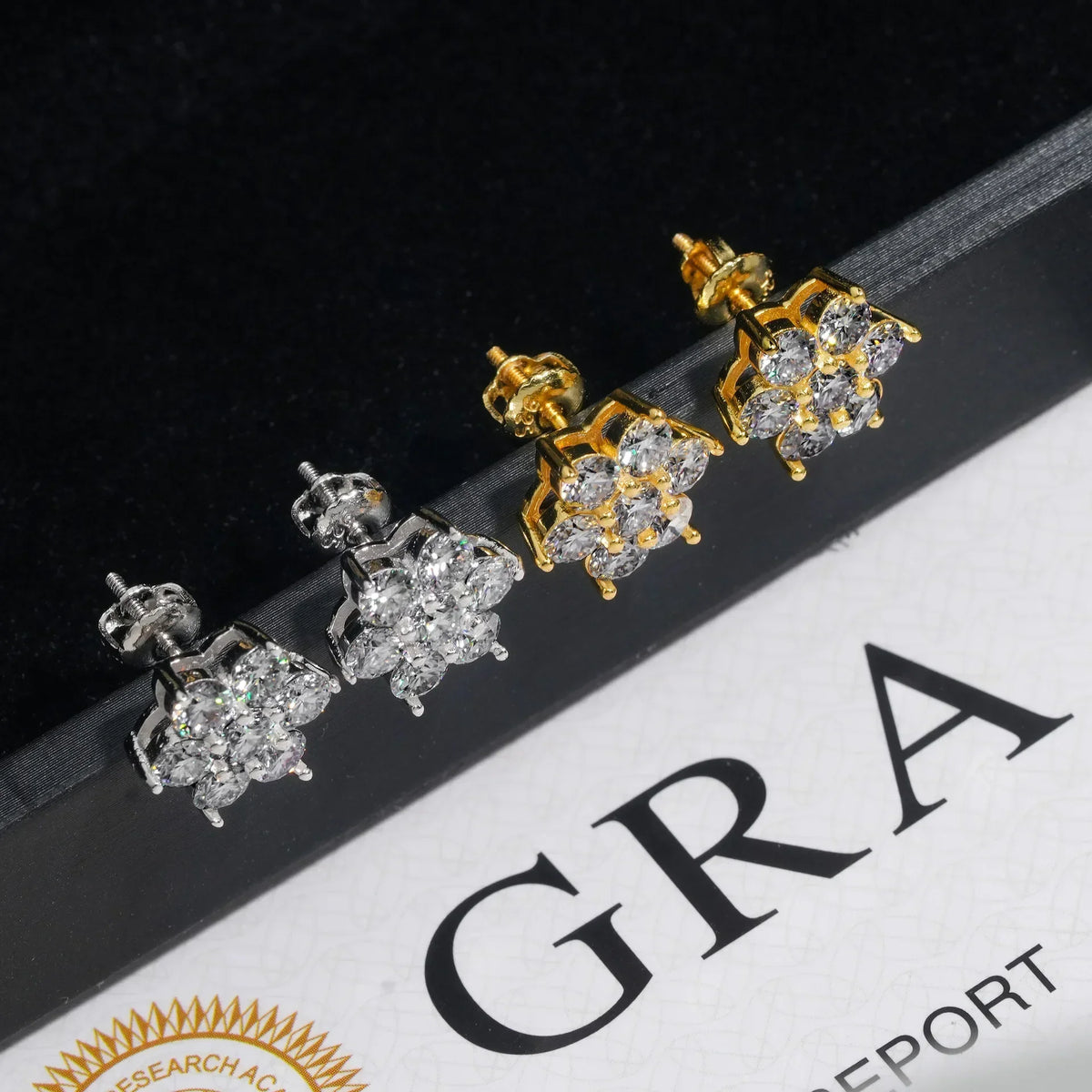 Moissanite Stud Earrings 925 Sterling Silver D Color Flower Earrings For Women