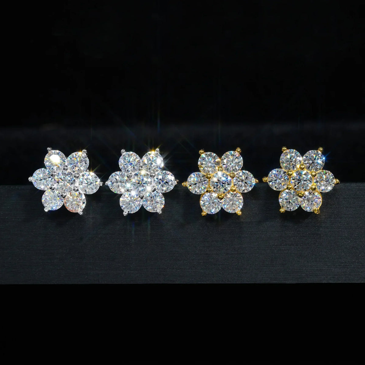 Moissanite Stud Earrings 925 Sterling Silver D Color Flower Earrings For Women