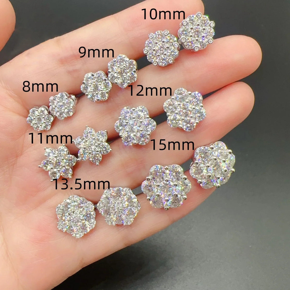 Moissanite Stud Earrings 925 Sterling Silver D Color Flower Earrings For Women